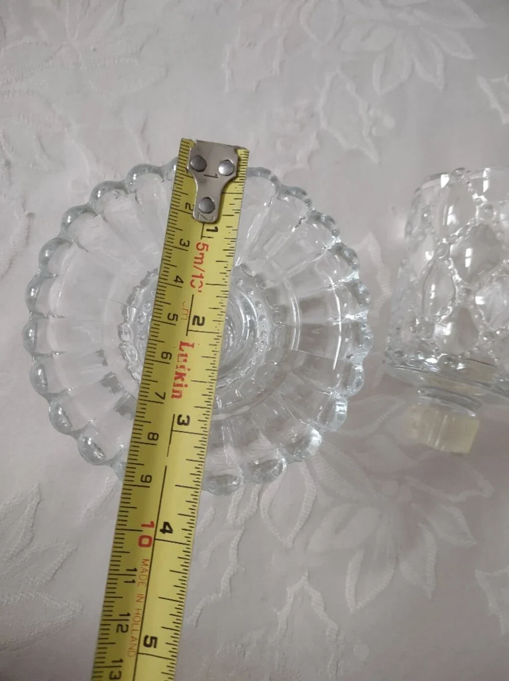Fairy Lamp Footed Base And Scalloped Diamond Cut Dome